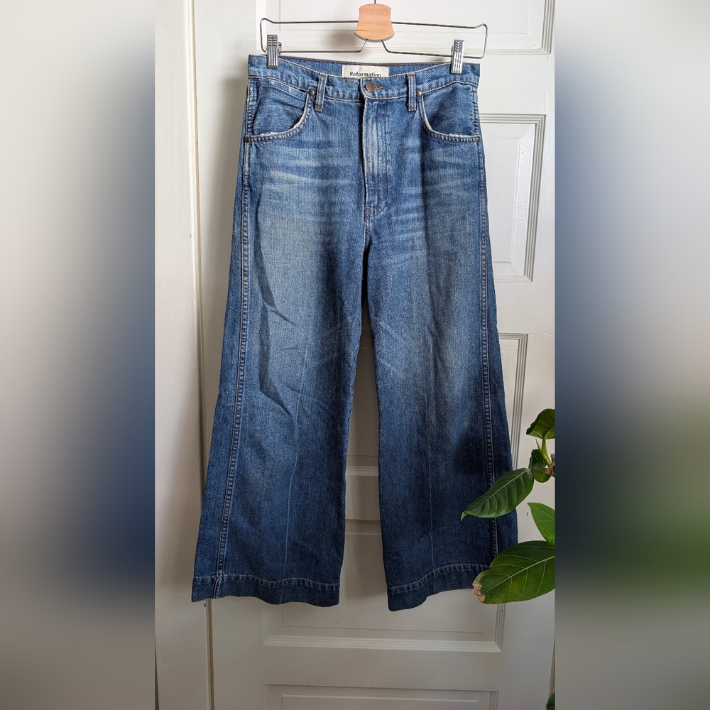 Reformation Blue Wide-Leg Jeans